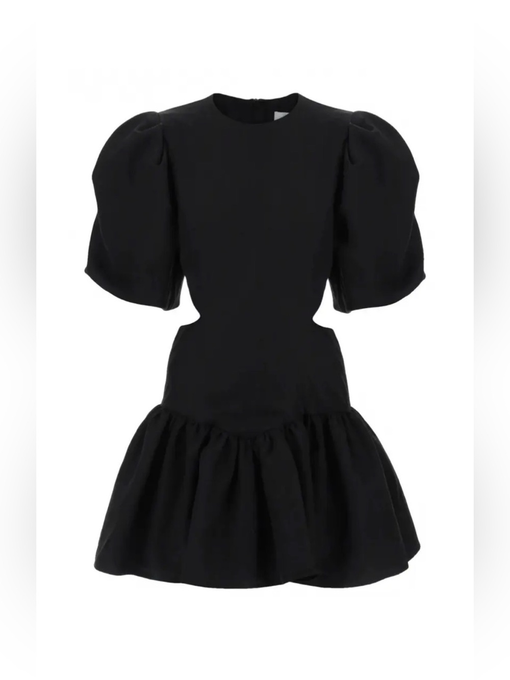 MSGM Black Balloon Sleeve Cut Out Mini Dress